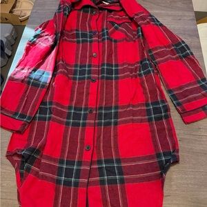 Red and Black Plaid Button-Up Shirt